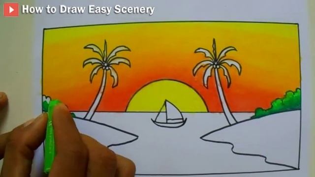 Drawing Simple Sunset Scenery Step by Step with Oil Pastels смотреть онлайн