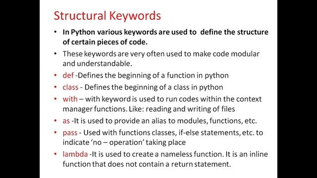 Python Keywords смотреть онлайн