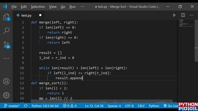 Merge Sort Algorithm in Python With Program смотреть онлайн