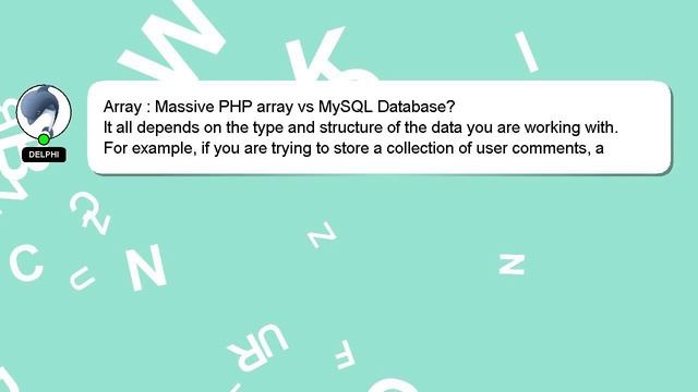 Array : Massive PHP array vs MySQL Database? смотреть онлайн