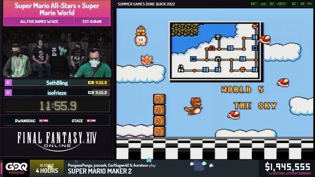 Super Mario All-Stars + Super Mario World by SethBling, IsoFrieze in 11:55 - SGDQ 2022 смотреть онлайн