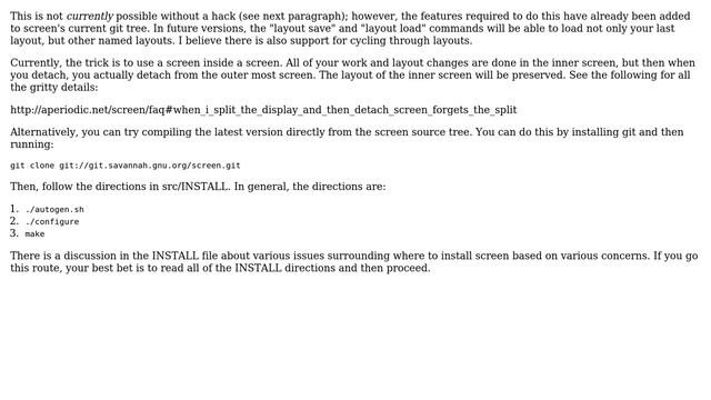 Unix & Linux: GNU screen - Restore a session with splitted screen (3 Solutions!!) смотреть онлайн