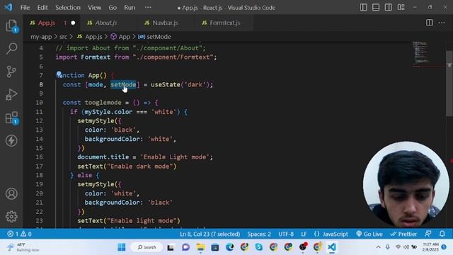 setting Dark/Light Mode on Navbar using props in TextUtils React App | React Js Tutorial #ep18 смотреть онлайн