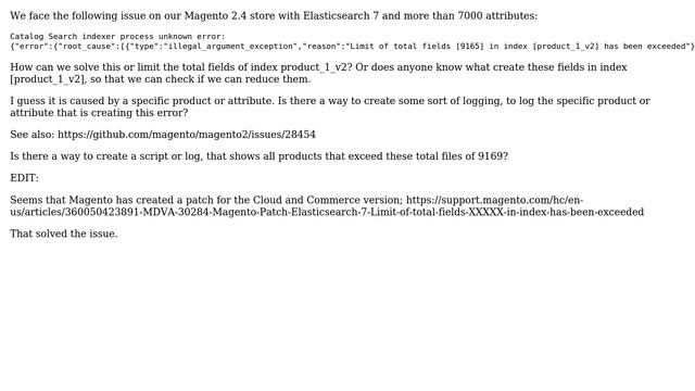 Magento: Elasticsearch Limit of total fields [9165] in index [product_1_v2] has been exceeded смотреть онлайн