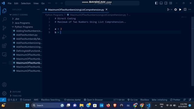 Maximum of two numbers Using List Comprehension | Python 3 | Direct Coding | смотреть онлайн