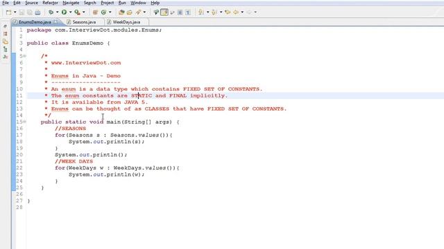 ENUM IN JAVA DEMO смотреть онлайн