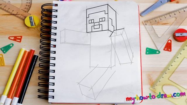 How to draw Minecraft Steve - Easy step-by-step drawing lessons for kids смотреть онлайн