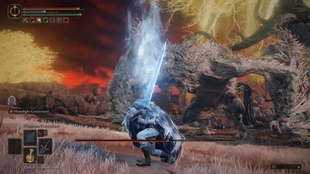 Dark Moon Greatsword+7 against Decaying Ekzykes Dragon fight(Sorcery build) смотреть онлайн