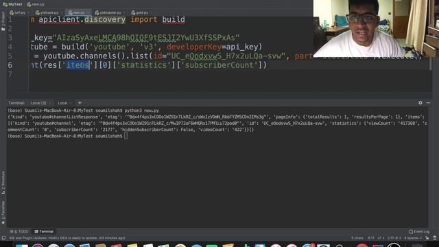 Step by Step guide on using google Developer API for Youtube subscriber count Python смотреть онлайн
