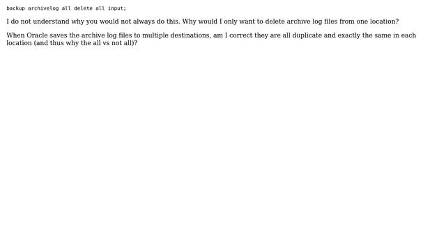 In Oracle, why would I not always delete all old archive log files with RMAN? (2 Solutions!!) смотреть онлайн