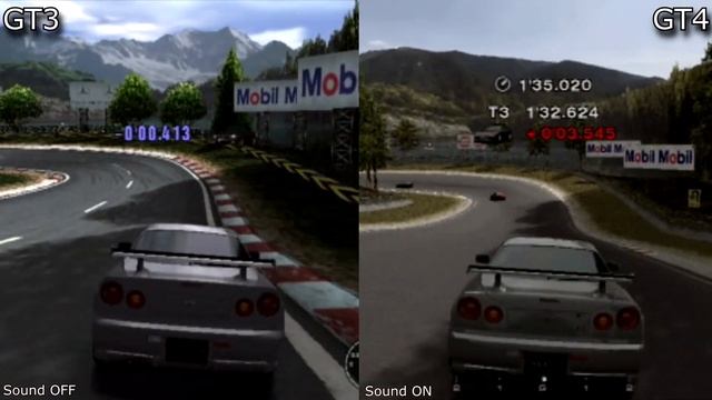 Gran Turismo 3 vs Gran Turismo 4 Trial Mountain Track PS2 Graphics Comparison смотреть онлайн