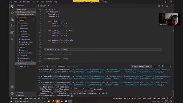 Python: klasy - tworzenie obiektu, pola, konstruktor смотреть онлайн