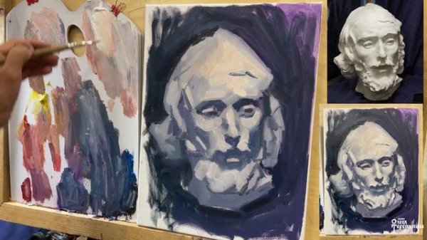 Короткий этюд гипсовой головы