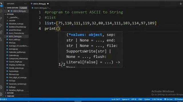 Convert ASCII to String in Python||Python Beginners practice смотреть онлайн