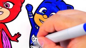 PJ Masks Coloring Pages for Kids How to Draw Catboy, Gekko, and  Owlette.