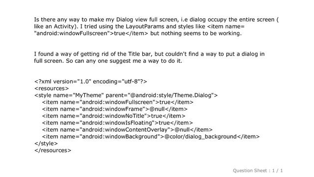 Android : Custom Dialog in full screen? смотреть онлайн