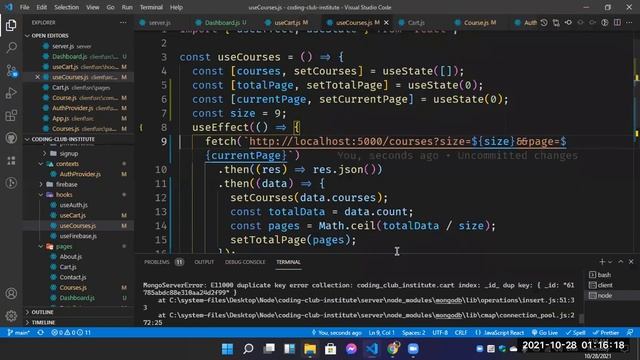 Add data to Cart and save them to MongoDB Database and Delete them | Part - 07 | Coding Club Pro смотреть онлайн