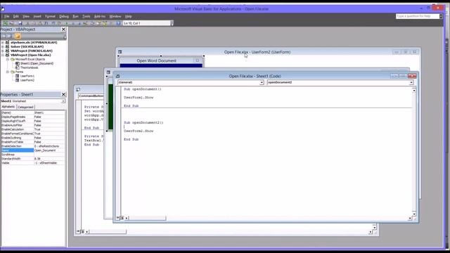Open Word Document from Excel VBA UserForm смотреть онлайн