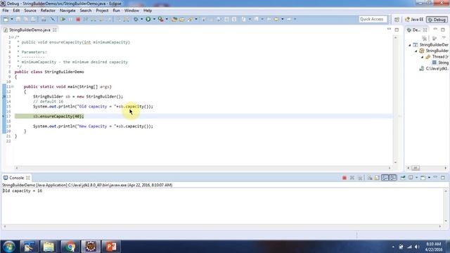 Java StringBuilder [ensureCapacity(int minimumCapacity) method] | Java Tutorial смотреть онлайн