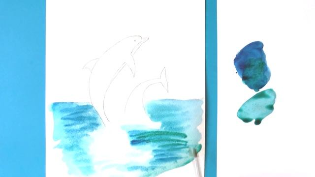 Дельфины акварелью смотреть онлайн