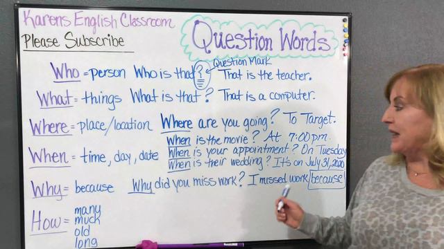 Question Words | Karen's English Classroom - Easy ESL Lessons for Beginners смотреть онлайн