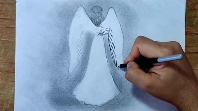 How to draw a angel step by step pencil sketch смотреть онлайн