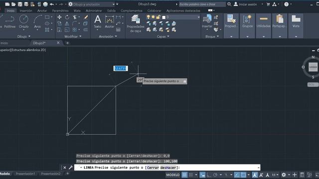 Comando línea coordenadas absolutas y relativas en AutoCAD 2021 смотреть онлайн