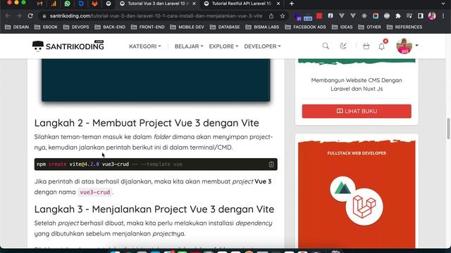 Tutorial Vue 3 dan Laravel 10 #2 : Cara Install dan Menjalankan Vue 3 (Vite) смотреть онлайн