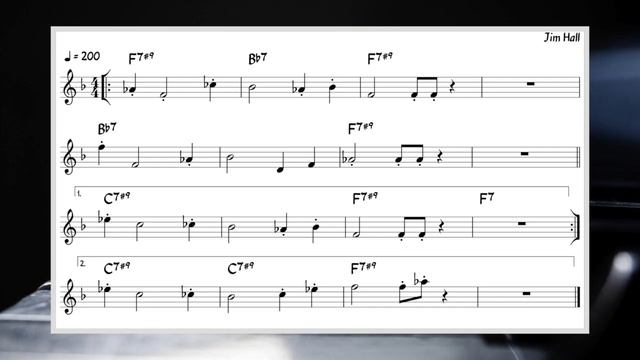 Big Blues/ Jim Hall - Backing + music sheet смотреть онлайн