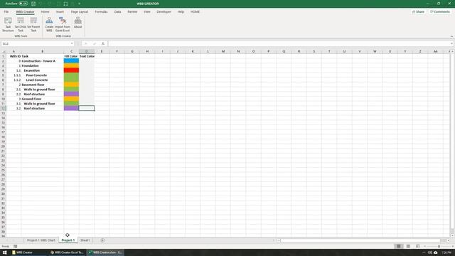 Create A WBS Chart In Excel  - Create Work Breakdown Structure Chart -  Tutorial & Free Download