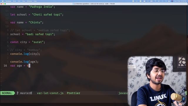 Difference between let, const & var explained in Hindi - JS Interview Q смотреть онлайн