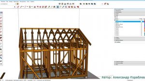 Каркасная баня 6х4 в программе SkethUp часть 3