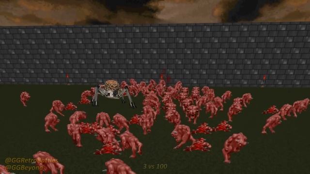 Spider Mastermind vs 100 Demons - Monster Infighting - Doom Retro Battles смотреть онлайн