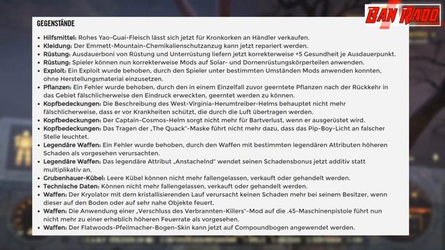 Fallout 76 Update 23 Patch Notes vom 13 10 2020 Fehler Behebung смотреть онлайн