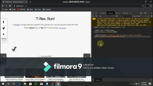 How to hack T Rex run dinosaur game смотреть онлайн