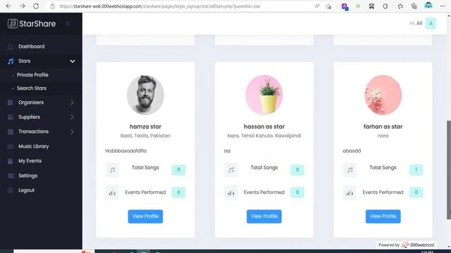 StarShare demo (Logged in with role of star, organizer and supplier) смотреть онлайн