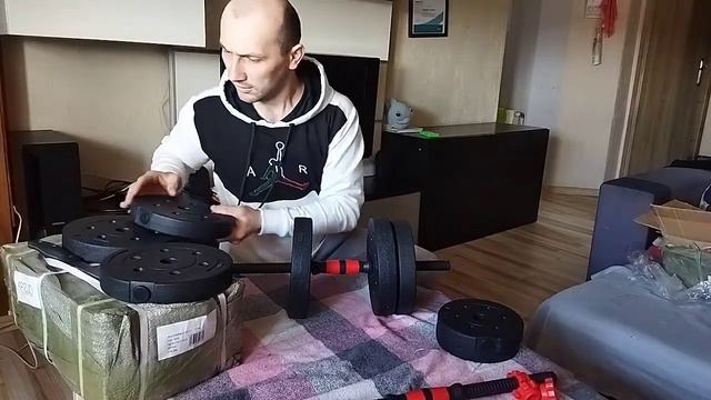 Распаковка: Гантели с Алегро, 2×20 кг. Цена 172 злотых, Hantle z Allegro Polska 172 zł смотреть онлайн