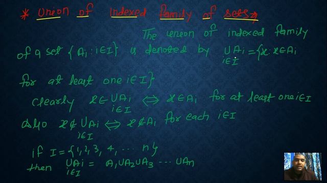 INDEXED FAMILY OF SETS||UNION AND INTERSECTION OF INDEXED FAMILY OF SETS. смотреть онлайн