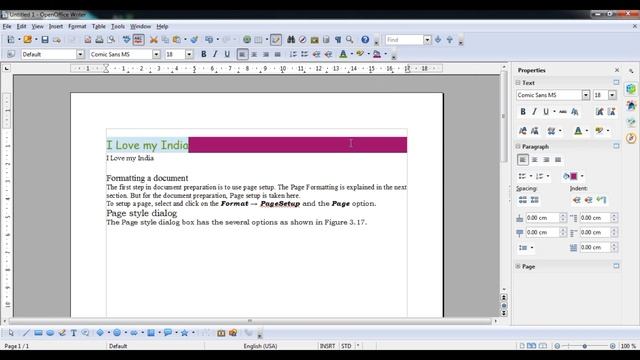 Text Formating Option In Open Office
