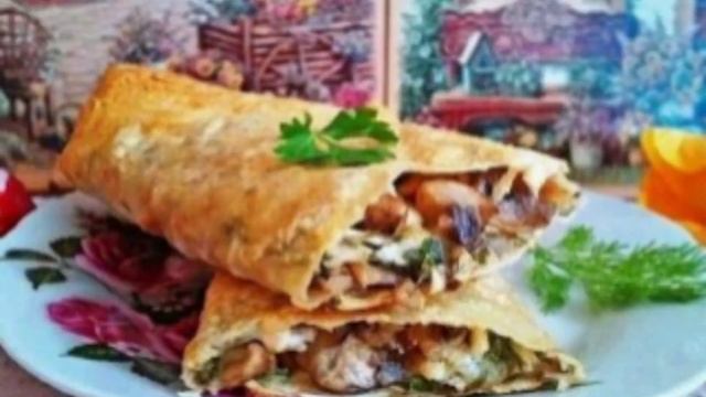 Запеченный рулет из лаваша с сыром и грибами рецепт приготування в описах смотреть онлайн