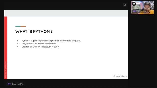 Python Coding for Beginners | Live by ADITYA JAIN @craterclub8206 | aducators.in смотреть онлайн