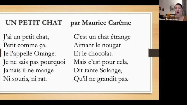 Стихотворение №25 на французском "Un petit chat" смотреть онлайн