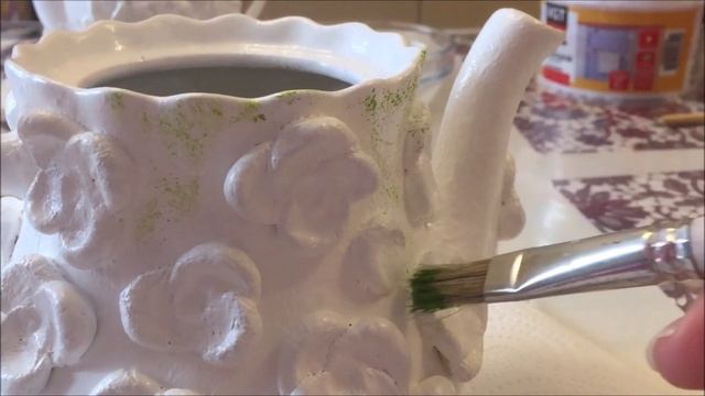 Декор чайника. Скульптурная живопись.DIY. Кашпо для цветов. смотреть онлайн