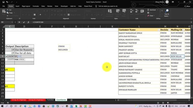 MS Excel -Count Function In Hindi | P-9 | How to use Count, Counta, Countif, Countifs, смотреть онлайн