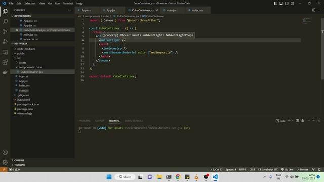 Rotating cube made using Three.js and React (React Three Fiber) смотреть онлайн