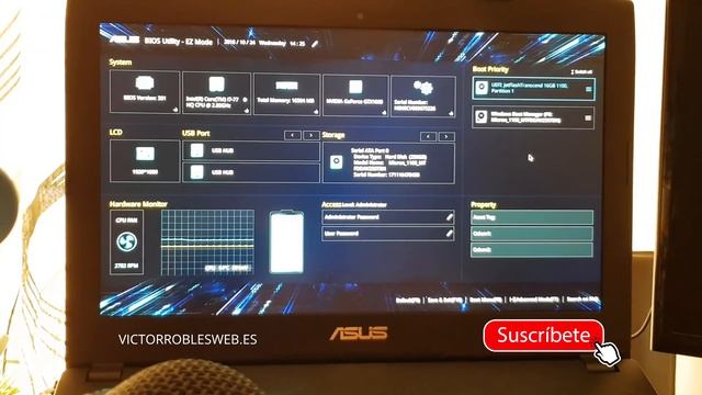 Configurar BIOS UEFI ASUS ROG Strix Para Arrancar Desde Un USB O PENDRIVE (GL502VM GL553VD Y Otros)