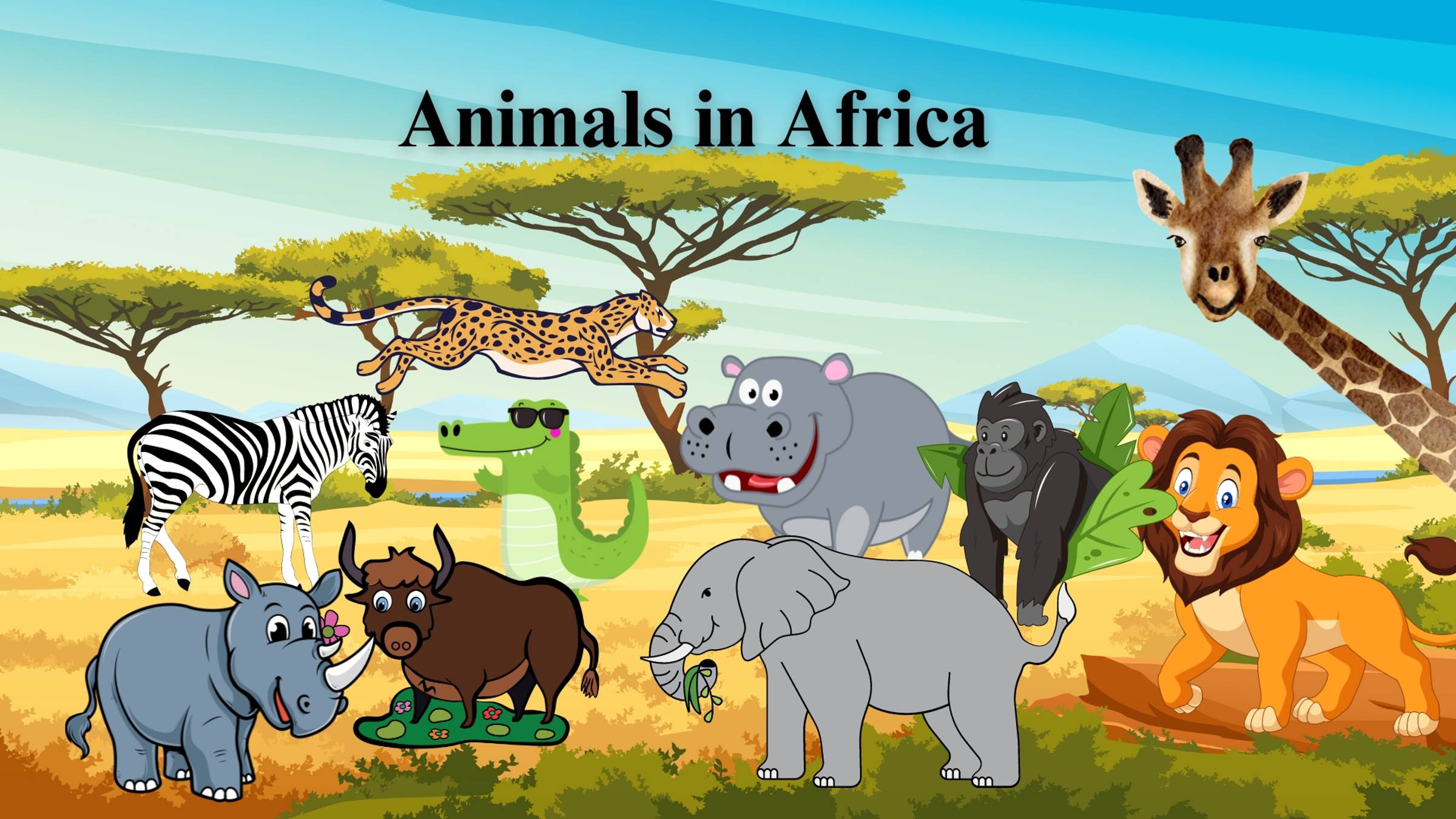 Животные Африки на английском для детей (фото/видео, произношения)