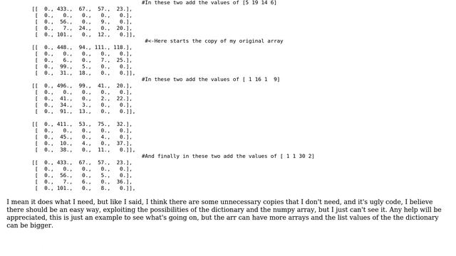 Code Review: Add values from a dictionary to subarrays using numpy смотреть онлайн