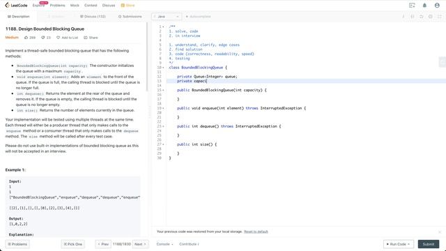 Microsoft Coding Interview Question | Leetcode 1188 | Design Bounded Blocking Queue смотреть онлайн