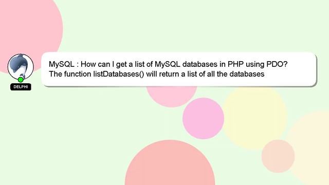 MySQL : How can I get a list of MySQL databases in PHP using PDO? смотреть онлайн